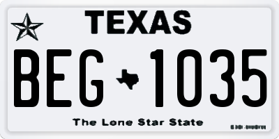 TX license plate BEG1035
