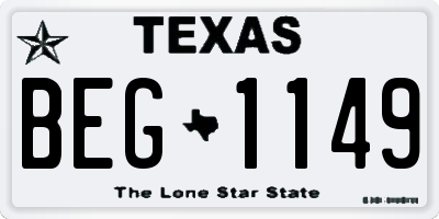 TX license plate BEG1149