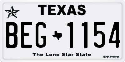 TX license plate BEG1154
