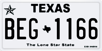TX license plate BEG1166