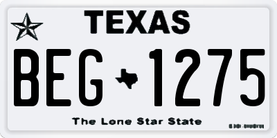 TX license plate BEG1275