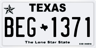 TX license plate BEG1371