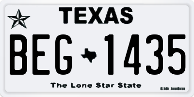 TX license plate BEG1435