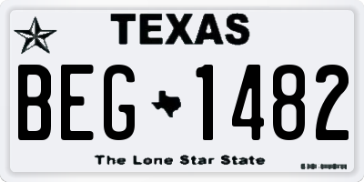 TX license plate BEG1482
