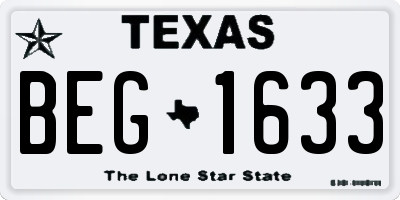 TX license plate BEG1633