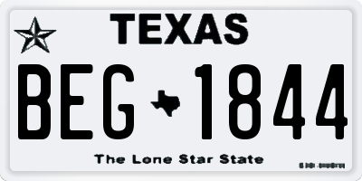 TX license plate BEG1844