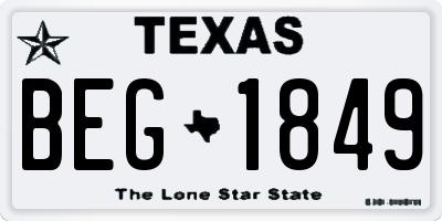 TX license plate BEG1849