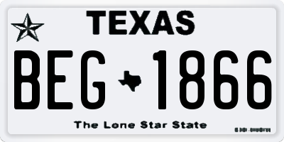 TX license plate BEG1866