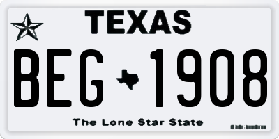 TX license plate BEG1908