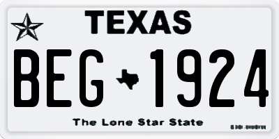 TX license plate BEG1924