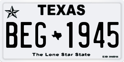 TX license plate BEG1945