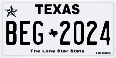 TX license plate BEG2024