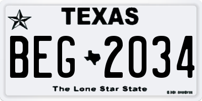 TX license plate BEG2034
