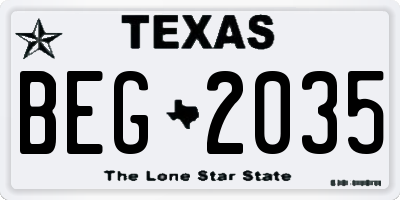 TX license plate BEG2035