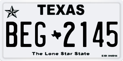 TX license plate BEG2145