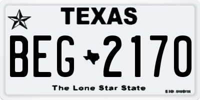 TX license plate BEG2170