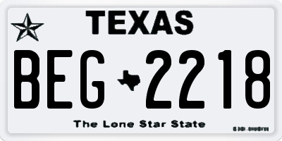 TX license plate BEG2218