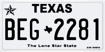 TX license plate BEG2281