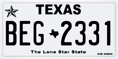 TX license plate BEG2331