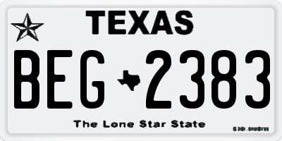 TX license plate BEG2383