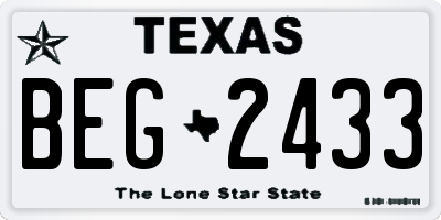 TX license plate BEG2433