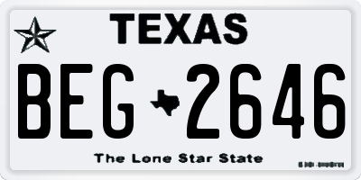 TX license plate BEG2646