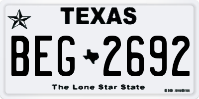 TX license plate BEG2692