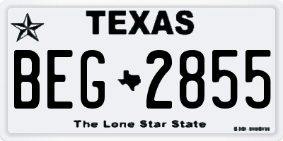 TX license plate BEG2855