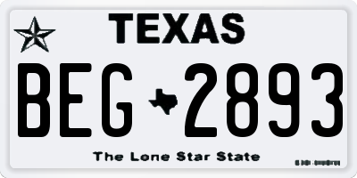 TX license plate BEG2893