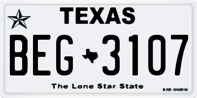 TX license plate BEG3107