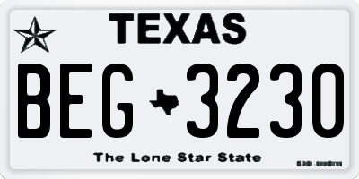 TX license plate BEG3230