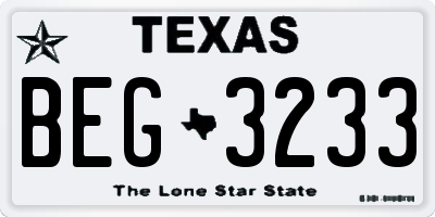 TX license plate BEG3233