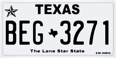 TX license plate BEG3271