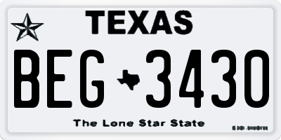 TX license plate BEG3430