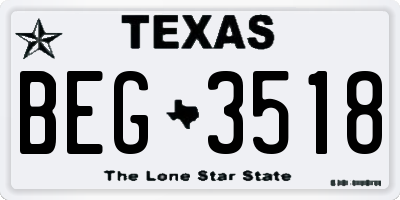 TX license plate BEG3518