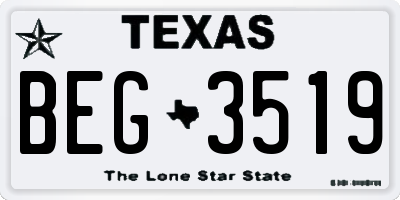 TX license plate BEG3519