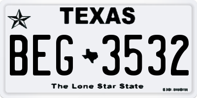 TX license plate BEG3532