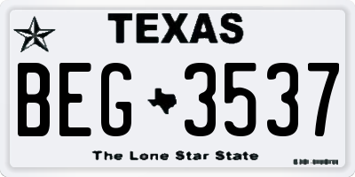 TX license plate BEG3537