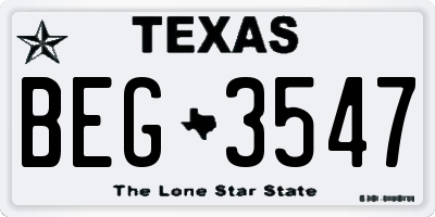 TX license plate BEG3547