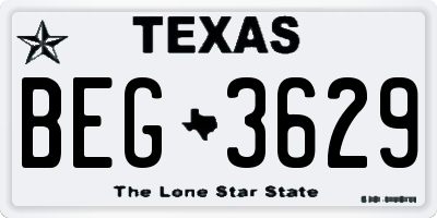 TX license plate BEG3629