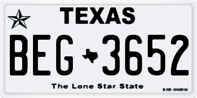 TX license plate BEG3652