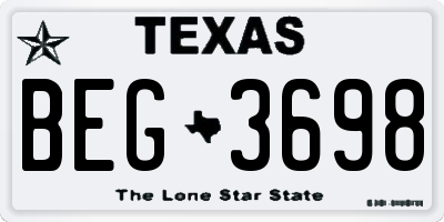 TX license plate BEG3698