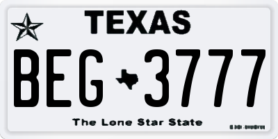TX license plate BEG3777