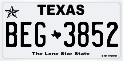 TX license plate BEG3852