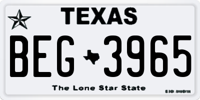 TX license plate BEG3965