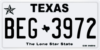 TX license plate BEG3972
