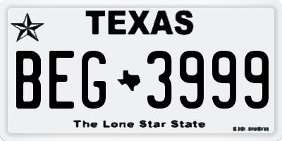 TX license plate BEG3999