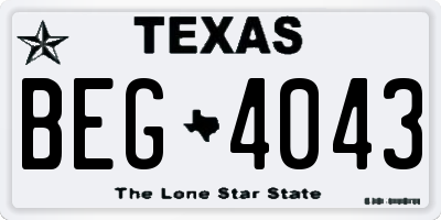 TX license plate BEG4043