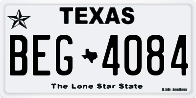 TX license plate BEG4084