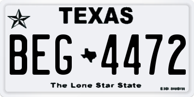 TX license plate BEG4472